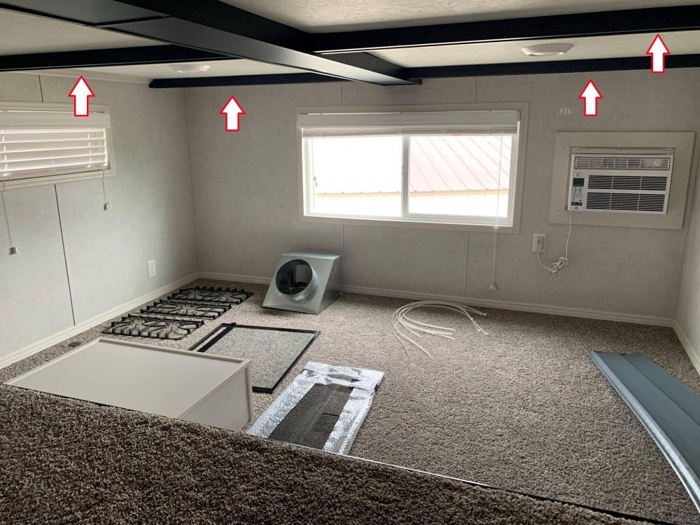 BEAM CEILING- Shown in NAVY, Loft View