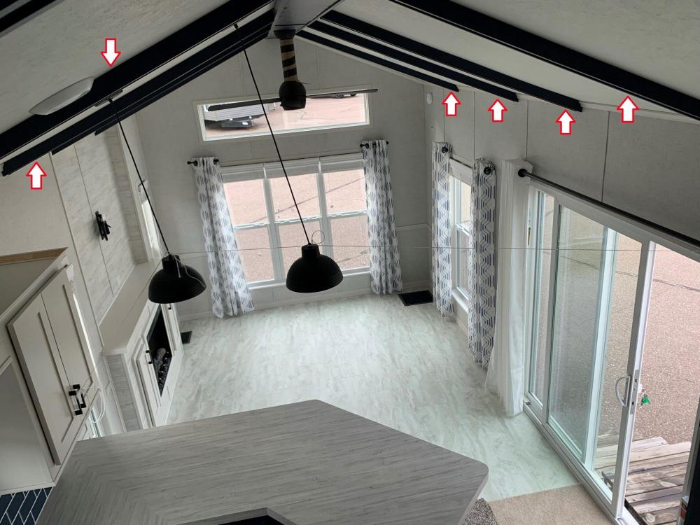 BEAM CEILING - in NAVY view from Loft over Kitchen & Living